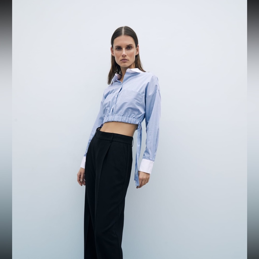 NWT Zara cropped buttondown